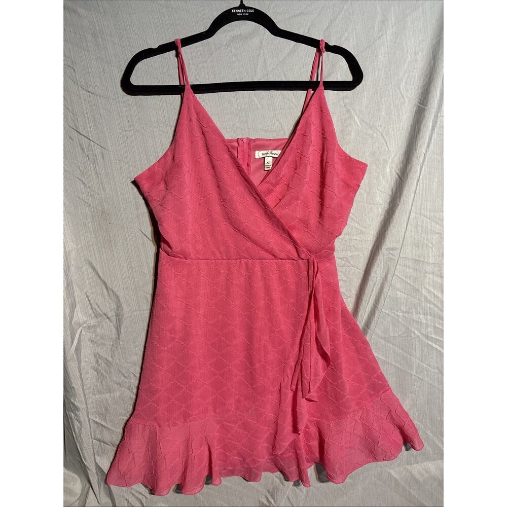 Speechless Dress Juniors XL Pink Adjustable Zip Faux Mini Wrap Feminine Coquette